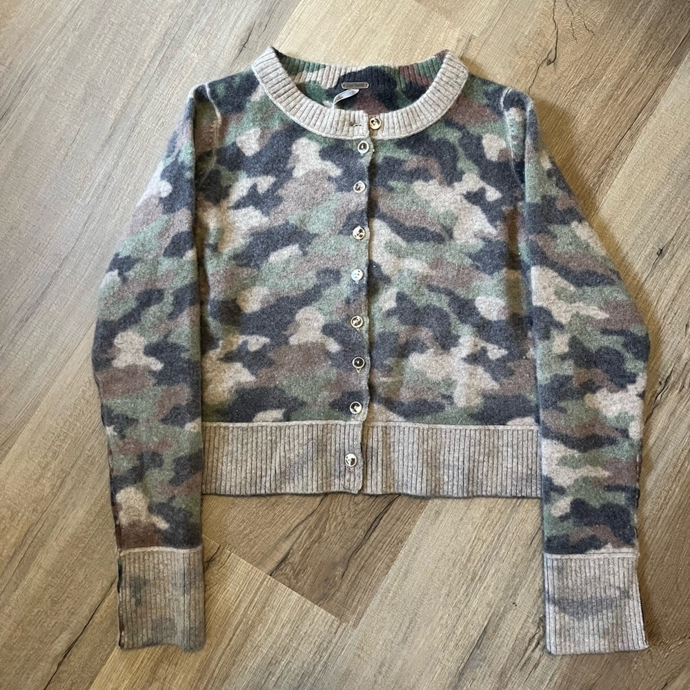 FREE PEOPLE CAMO CARDIGAN